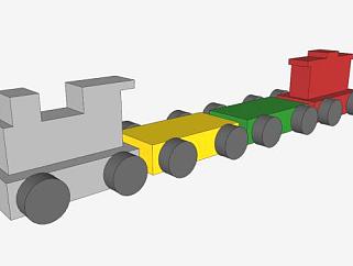 木制火车玩具SU模型下载_sketchup草图大师SKP模型