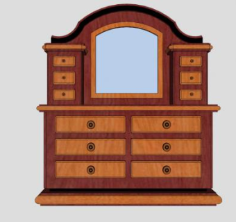 带镜子的两个抽屉柜SU模型下载_sketchup草图大师SKP模型