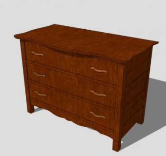 棕色经典五斗橱SU模型下载_sketchup草图大师SKP模型