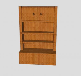 木制高脚橱柜SU模型下载_sketchup草图大师SKP模型