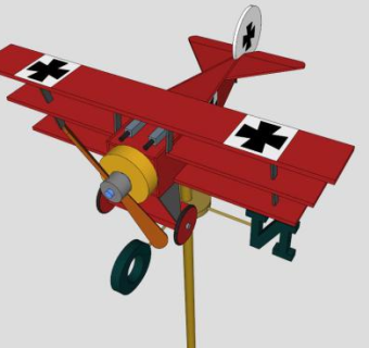 福克博士飞机SU模型下载_sketchup草图大师SKP模型