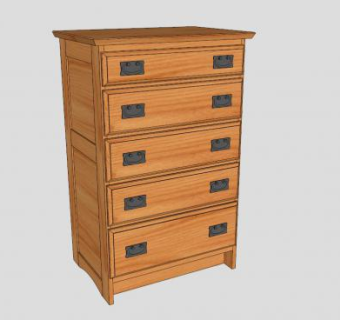 金橡木抽屉柜SU模型下载_sketchup草图大师SKP模型