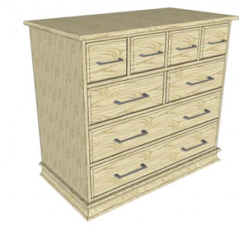 多个抽屉五斗橱SU模型下载_sketchup草图大师SKP模型