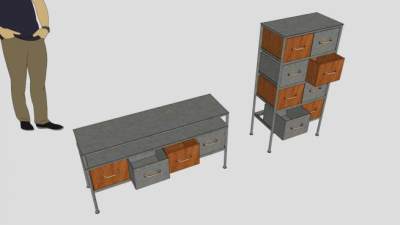 2个复古抽屉柜SU模型下载_sketchup草图大师SKP模型