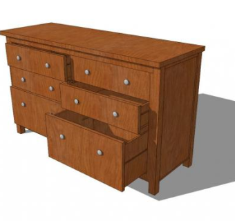 棕色大抽屉柜SU模型下载_sketchup草图大师SKP模型
