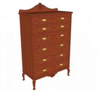 樱桃木现代五斗橱SU模型下载_sketchup草图大师SKP模型