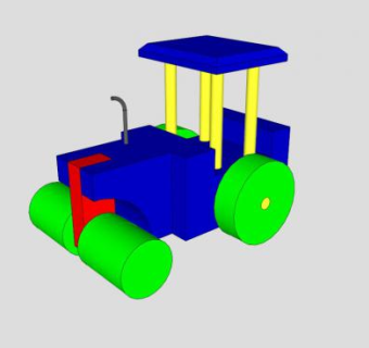 蒸汽压路机玩具SU模型下载_sketchup草图大师SKP模型