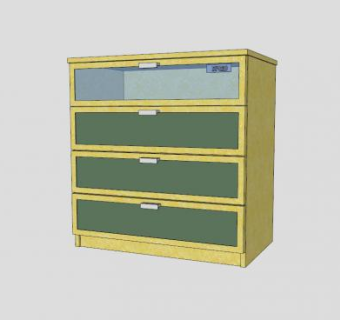 宜家特色五斗橱SU模型下载_sketchup草图大师SKP模型