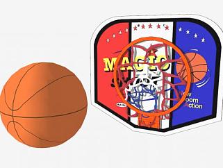 NBA玩具篮球SU模型下载_sketchup草图大师SKP模型