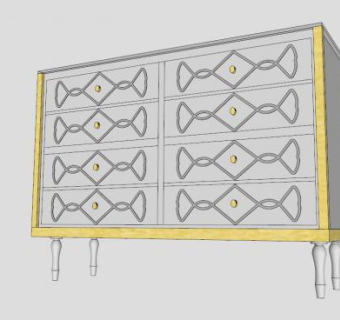 高档欧式抽屉柜SU模型下载_sketchup草图大师SKP模型