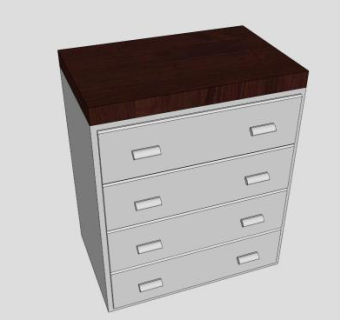 七十年代的抽屉柜SU模型下载_sketchup草图大师SKP模型
