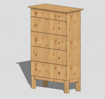 宜家黄色现代斗柜SU模型下载_sketchup草图大师SKP模型