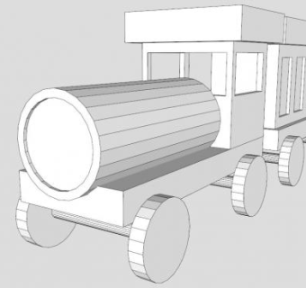 RJ玩具白色火车SU模型下载_sketchup草图大师SKP模型
