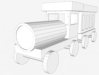 RJ玩具白色火车SU模型下载_sketchup草图大师SKP模型