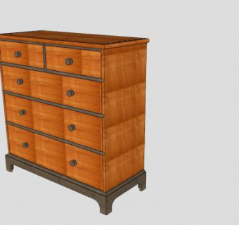 5抽屉五斗柜SU模型下载_sketchup草图大师SKP模型