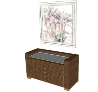 抽屉柜和艺术品SU模型下载_sketchup草图大师SKP模型