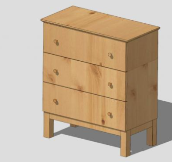 宜家3个抽屉斗柜SU模型下载_sketchup草图大师SKP模型