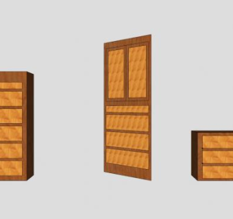 三件五斗橱SU模型下载_sketchup草图大师SKP模型