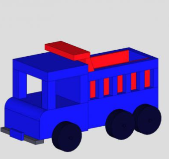 蓝色货车卡车玩具SU模型下载_sketchup草图大师SKP模型