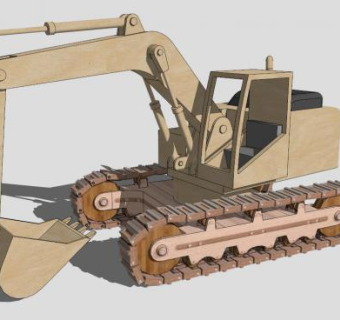 木头挖掘机玩具SU模型下载_sketchup草图大师SKP模型