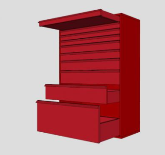 红色大抽屉柜子SU模型下载_sketchup草图大师SKP模型