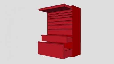 红色大抽屉柜子SU模型下载_sketchup草图大师SKP模型