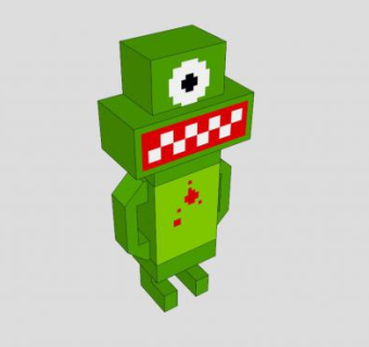 吞块者绿色玩具SU模型下载_sketchup草图大师SKP模型