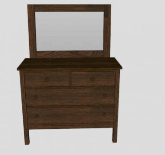 带镜子的抽屉柜SU模型下载_sketchup草图大师SKP模型