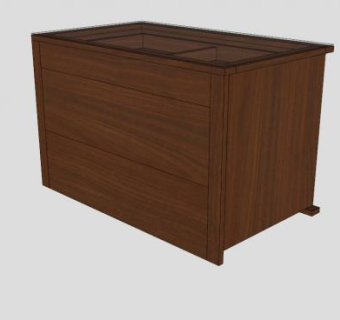 核桃木棕色抽屉柜SU模型下载_sketchup草图大师SKP模型