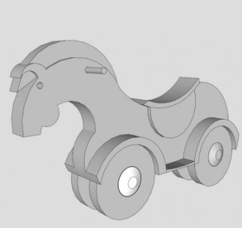 儿童玩具白色木马SU模型下载_sketchup草图大师SKP模型