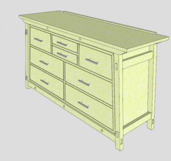 黄色梯形梳妆台SU模型下载_sketchup草图大师SKP模型