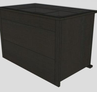 黑褐色简约抽屉柜SU模型下载_sketchup草图大师SKP模型