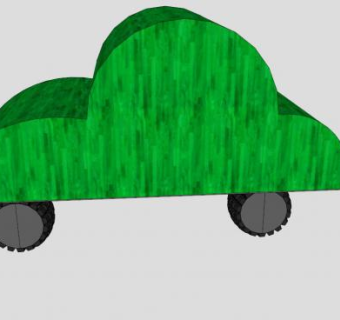 绿色木制玩具车SU模型下载_sketchup草图大师SKP模型