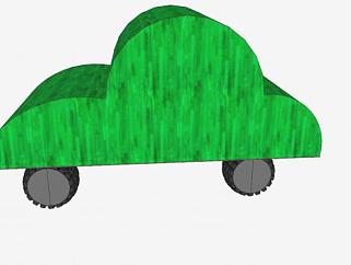 绿色木制玩具车SU模型下载_sketchup草图大师SKP模型