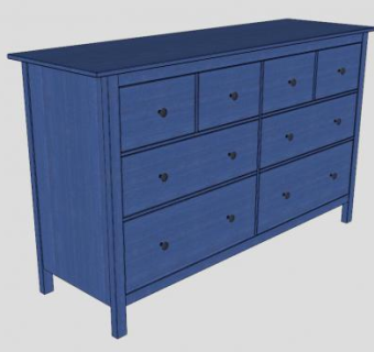 蓝色八个抽屉柜SU模型下载_sketchup草图大师SKP模型