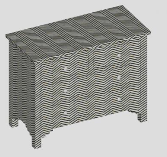 人字形图案抽屉柜SU模型下载_sketchup草图大师SKP模型