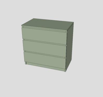 浅绿色3个抽屉柜SU模型下载_sketchup草图大师SKP模型