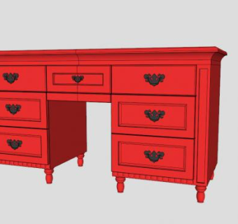 红色五斗橱SU模型下载_sketchup草图大师SKP模型