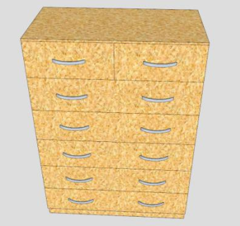 高大黄色的抽屉柜SU模型下载_sketchup草图大师SKP模型