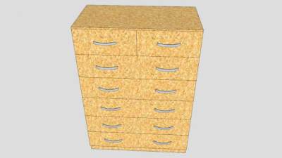 高大黄色的抽屉柜SU模型下载_sketchup草图大师SKP模型