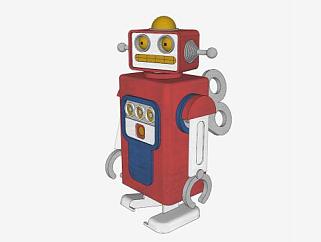 古董玩具机器人SU模型下载_sketchup草图大师SKP模型