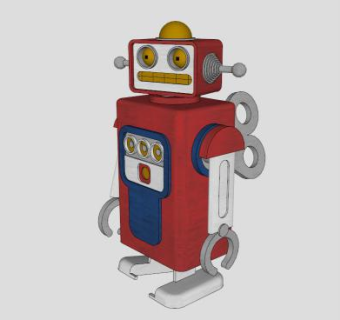 古董玩具机器人SU模型下载_sketchup草图大师SKP模型