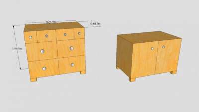 黄色小型抽屉柜SU模型下载_sketchup草图大师SKP模型