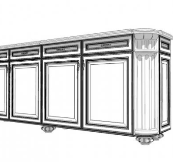 欧式高档白色五斗橱SU模型下载_sketchup草图大师SKP模型