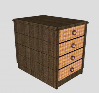 花图案抽屉柜SU模型下载_sketchup草图大师SKP模型