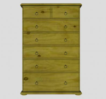 松木6抽屉柜SU模型下载_sketchup草图大师SKP模型