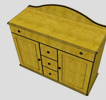 黄色木抽屉SU模型下载_sketchup草图大师SKP模型