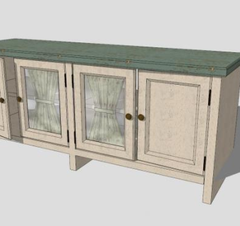 复古客厅五斗橱SU模型下载_sketchup草图大师SKP模型