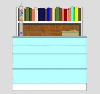 蓝色的五斗橱SU模型下载_sketchup草图大师SKP模型