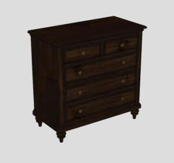 棕色小型抽屉柜SU模型下载_sketchup草图大师SKP模型